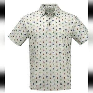 Section 119 Mens Green/Gray Performance Polo Greatful Dead Dancing Bears S